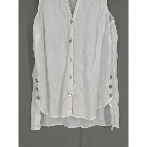 J Jill Top Womens Small Cream Linen Flowy Button Tunic Beach Lagenlook Boho - Picture 6 of 9